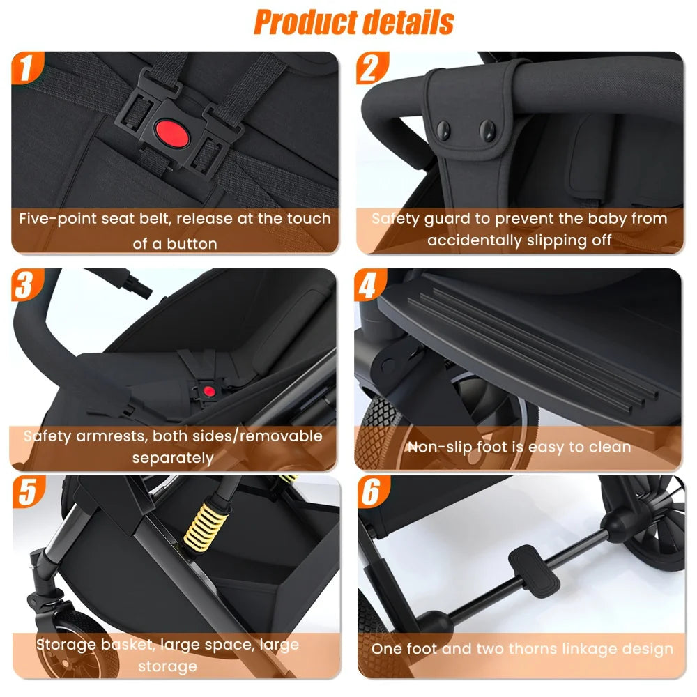 OWJHE Luxurious Baby Stroller High Landscape Portable Ultra-lightweight Newborn Travel Shock-absorbing Stroller newborn rocker