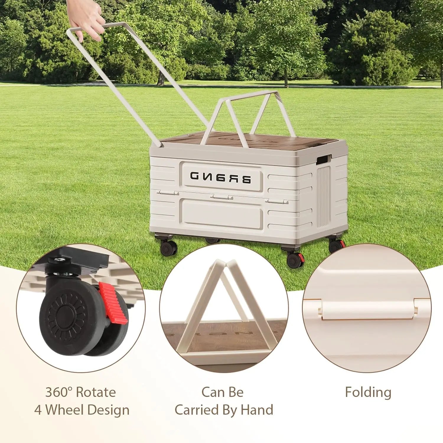 Zen Active Living 360 Rotation Foldable Camping Cart With Silent Locking Wheels