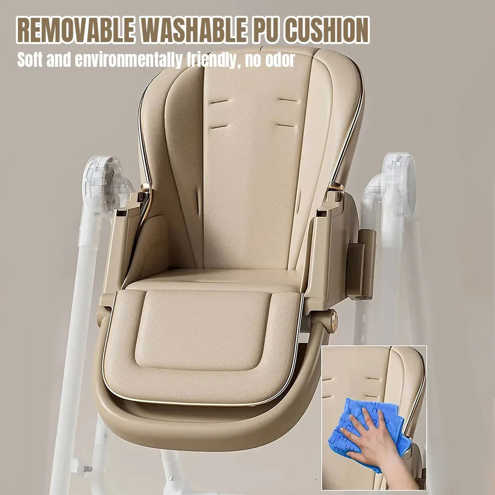 2-in-1 Baby High Chair Baby Rocking Chair Multifunction Children Dining Chair Adjustable Smooth Cardan Wheel Foldable Toddler Reclining Chair Highchair for Baby
