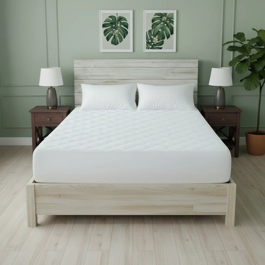 Waterproof Breathable Quilted Mattress Protector, Soft Anti-Mite Microfiber Fabric, Oeko-Tex Certified, Thick Filling, Full Elastic Band for Mattresses 30cm High, Ideal for Babies, Home and Accommodation