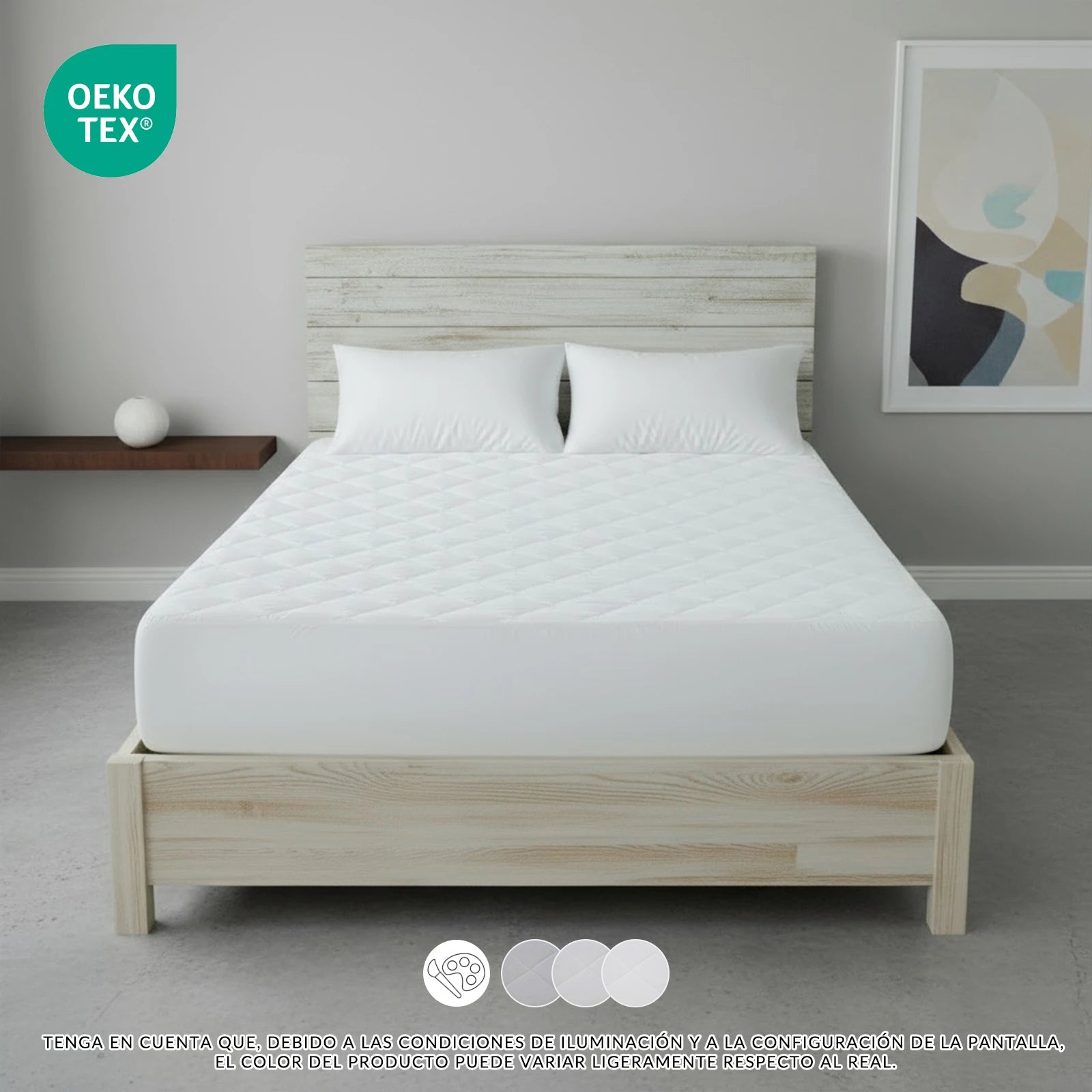 Waterproof Breathable Quilted Mattress Protector, Soft Anti-Mite Microfiber Fabric, Oeko-Tex Certified, Thick Filling, Full Elastic Band for Mattresses 30cm High, Ideal for Babies, Home and Accommodation