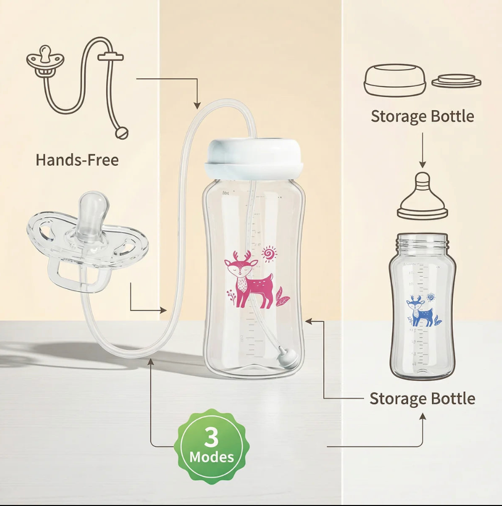 Hands-Free Baby Feeding Bottle
