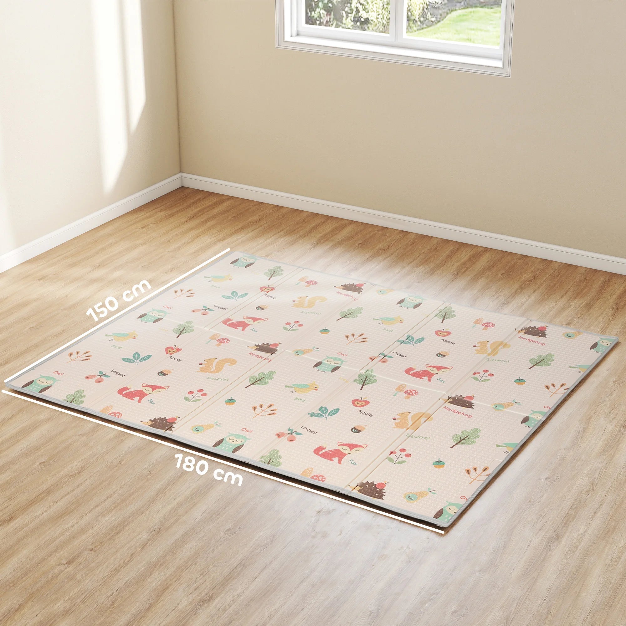 Aiyaplay Reversible Foldable Padded Baby Play Mat 150X180 cm Waterproof Xpe Baby Activity Mat Multicolor