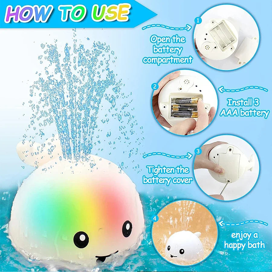 Light-Up Whale Pool Toy Sprinkler for Toddlers - Color Changing Floating Water Fountain Pool Toy for Babies & Kids Ages 1–3