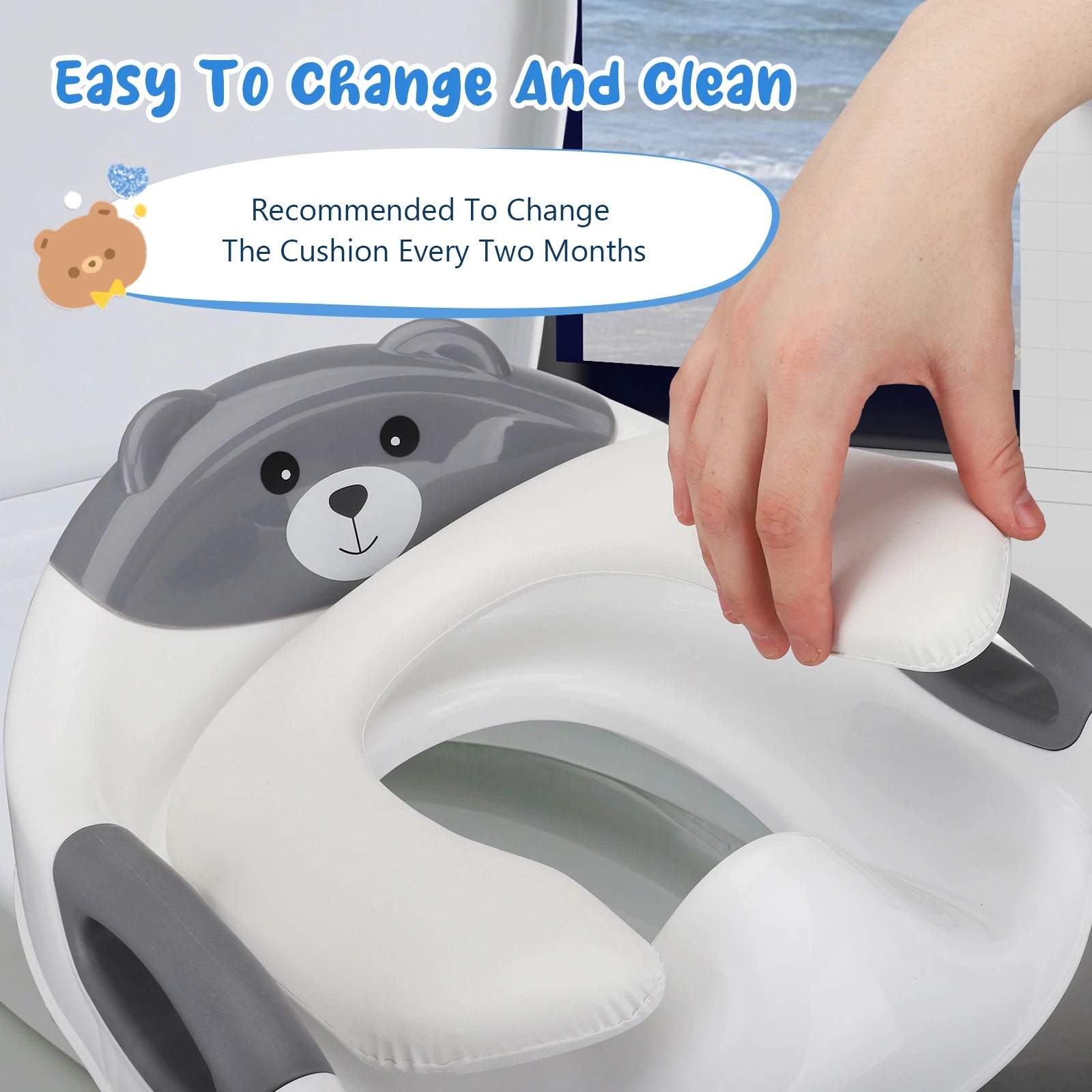 2-in-1 Toilet Trainer with Stairs, Height Adjustable, Comfortable Safe Toilet Seats, Children's Toilet Seat with Stairs