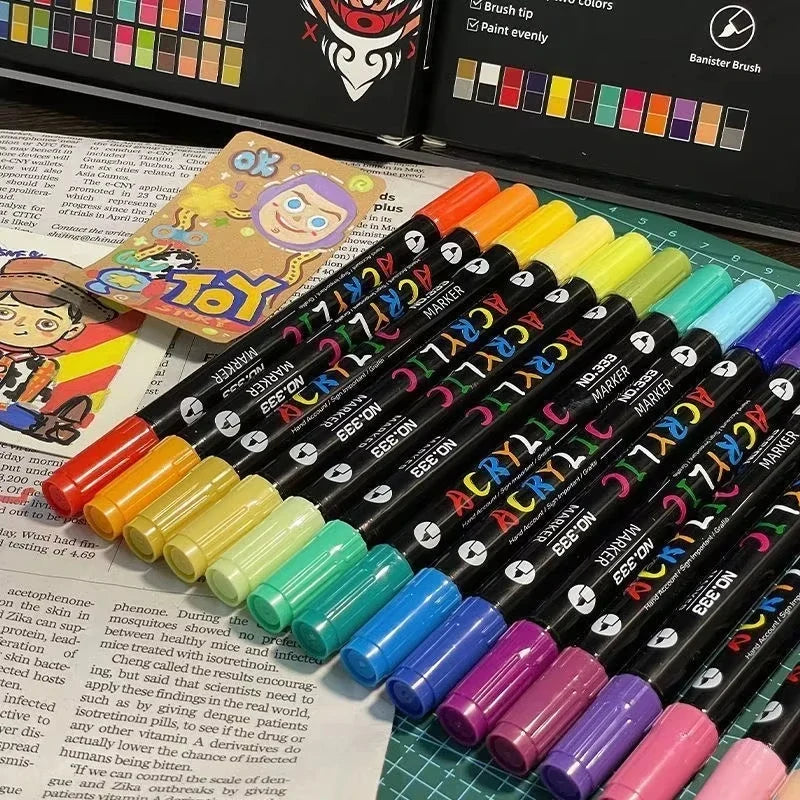48-Color Dual-Tip Acrylic Paint Marker Set