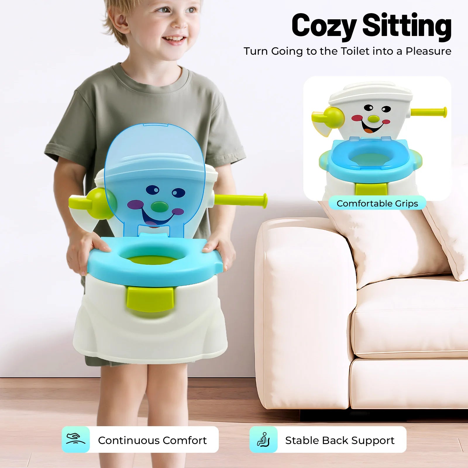 Portable Potty Training Seat, Loading 60KG Baby Toilet Cartoon Cars, Children’s Toddler Toilet 6 Months-5 Years
