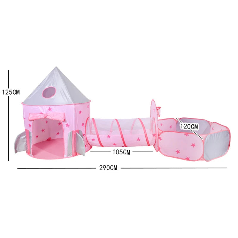IMBABY Foldable Princess Tent with Tunnel, 3PC Kids Play Tent for Toddlers Girls, Indoor Outdoor Castle Playhouse for Baby Gifts