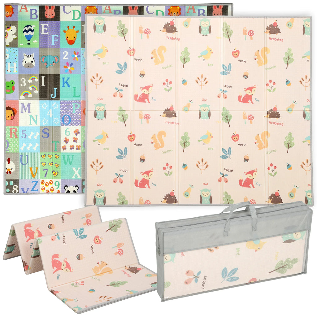 Aiyaplay Reversible Foldable Padded Baby Play Mat 150X180 cm Waterproof Xpe Baby Activity Mat Multicolor