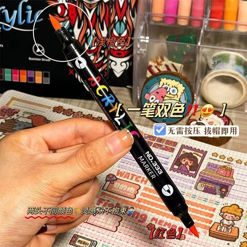 48-Color Dual-Tip Acrylic Paint Marker Set