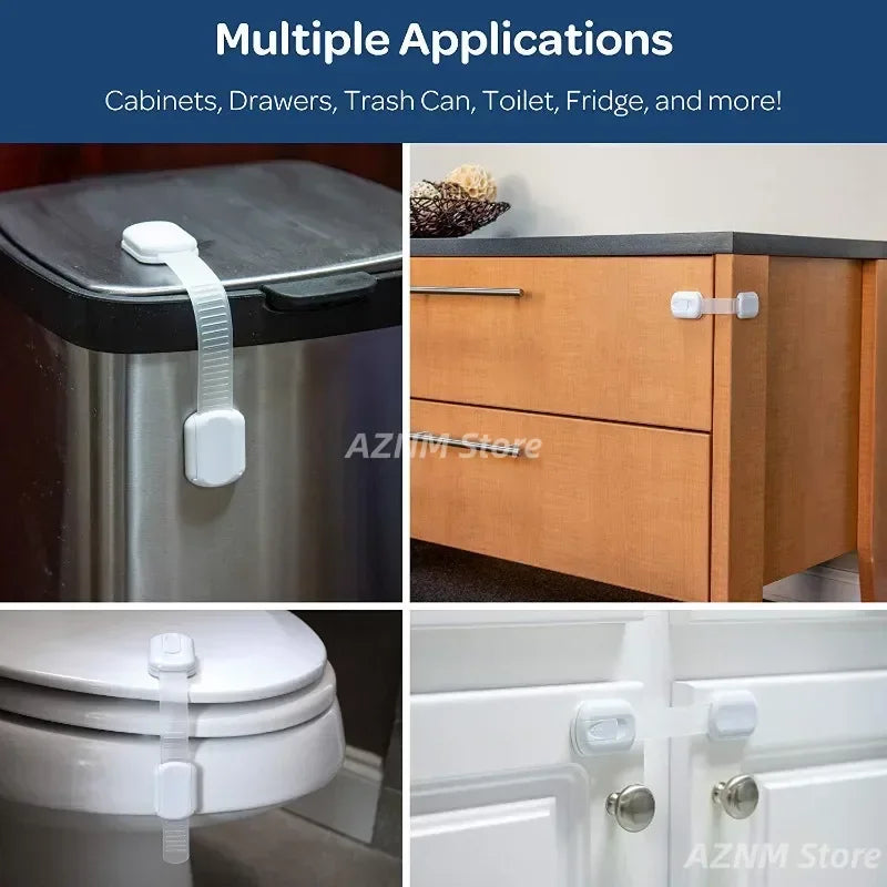Baby Safety Lock Drawer Child Safety Cabinet Locks Adhesive Cabinet Drawer Door Latches Baby Safe Straps