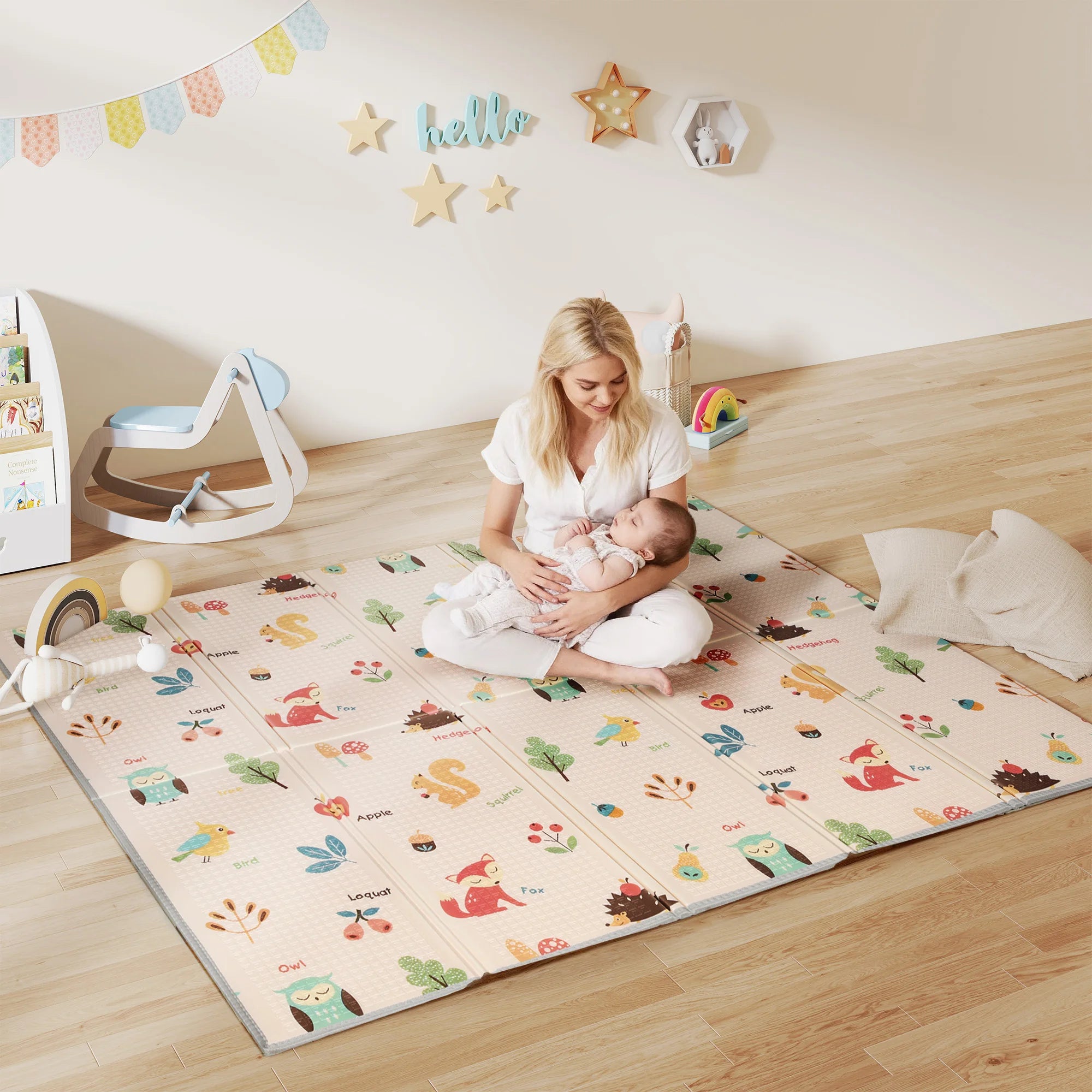 Aiyaplay Reversible Foldable Padded Baby Play Mat 150X180 cm Waterproof Xpe Baby Activity Mat Multicolor