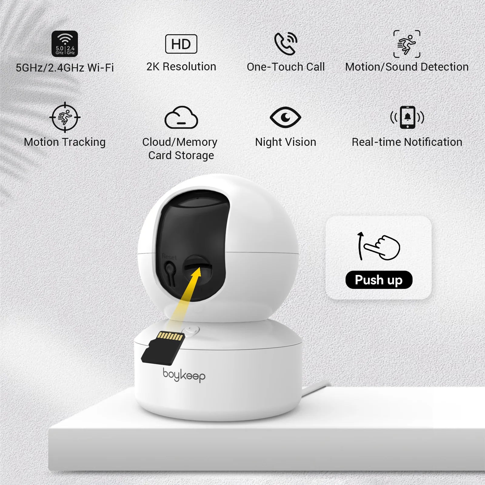 BoyKeep 3MP 5G/2.4GHz WiFi Indoor Home Security IP Smart Baby Monitor Camera Automatic Tracking 24/7 Video Surveillance Camera
