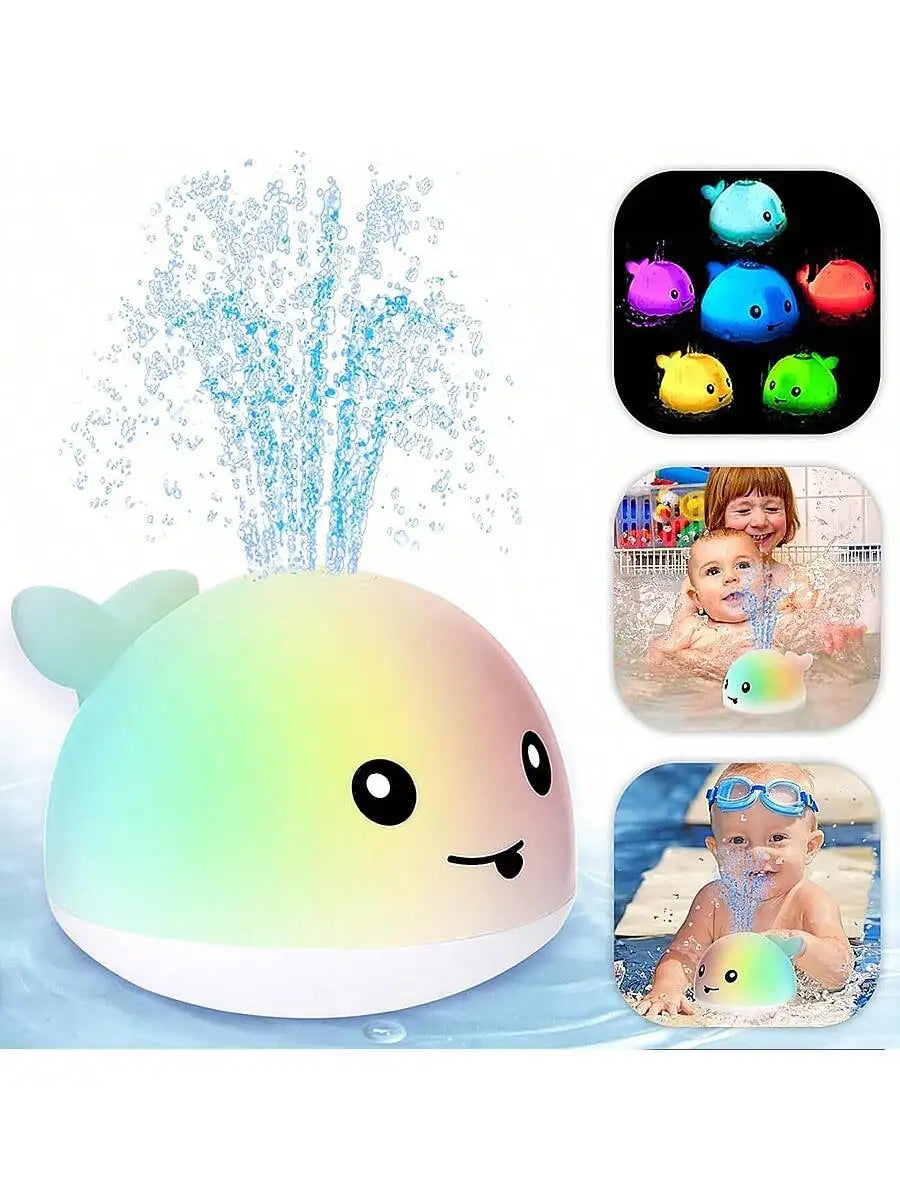 Light-Up Whale Pool Toy Sprinkler for Toddlers - Color Changing Floating Water Fountain Pool Toy for Babies & Kids Ages 1–3