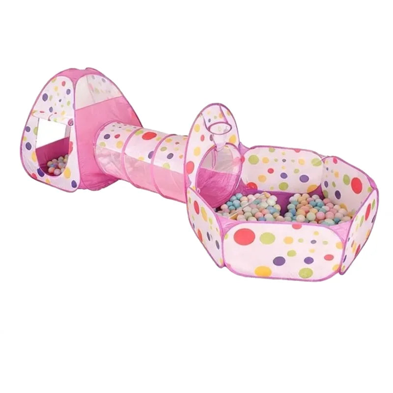 IMBABY Foldable Princess Tent with Tunnel, 3PC Kids Play Tent for Toddlers Girls, Indoor Outdoor Castle Playhouse for Baby Gifts