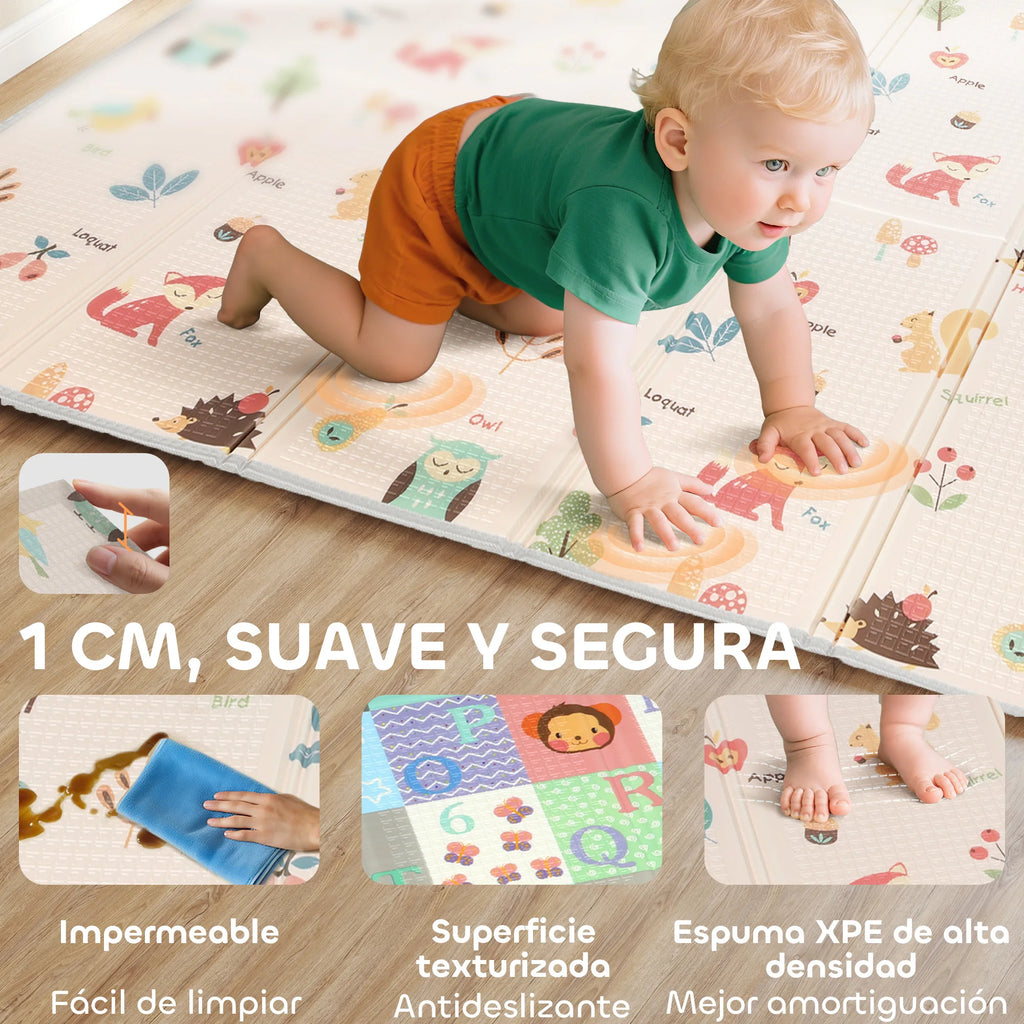 Aiyaplay Reversible Foldable Padded Baby Play Mat 150X180 cm Waterproof Xpe Baby Activity Mat Multicolor