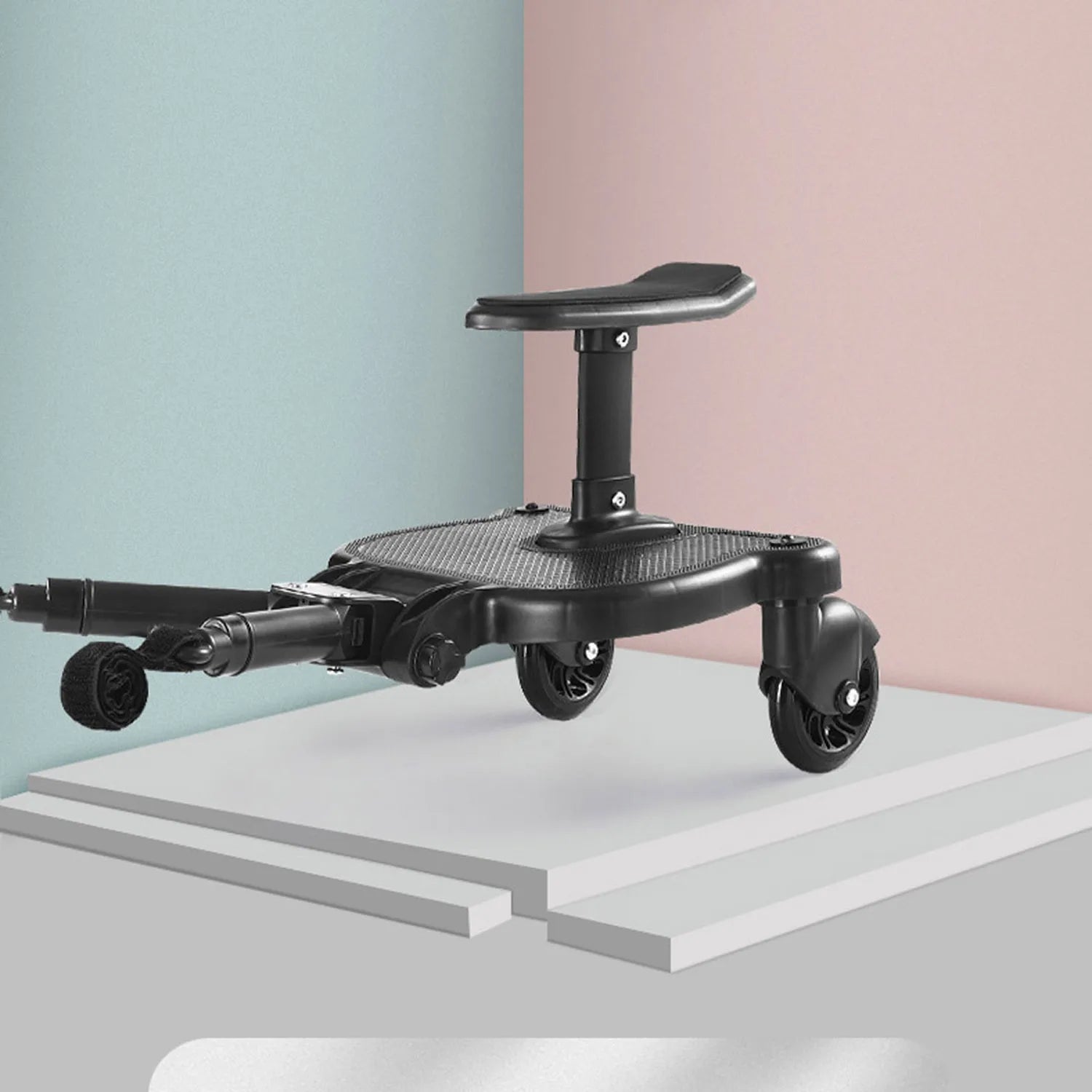 Universal Adjustable Stroller Board 2-in-1 Stand and Sit Baby Buggy Pedal with Detachable Seat Max 25KG Toddler Stroller Boards
