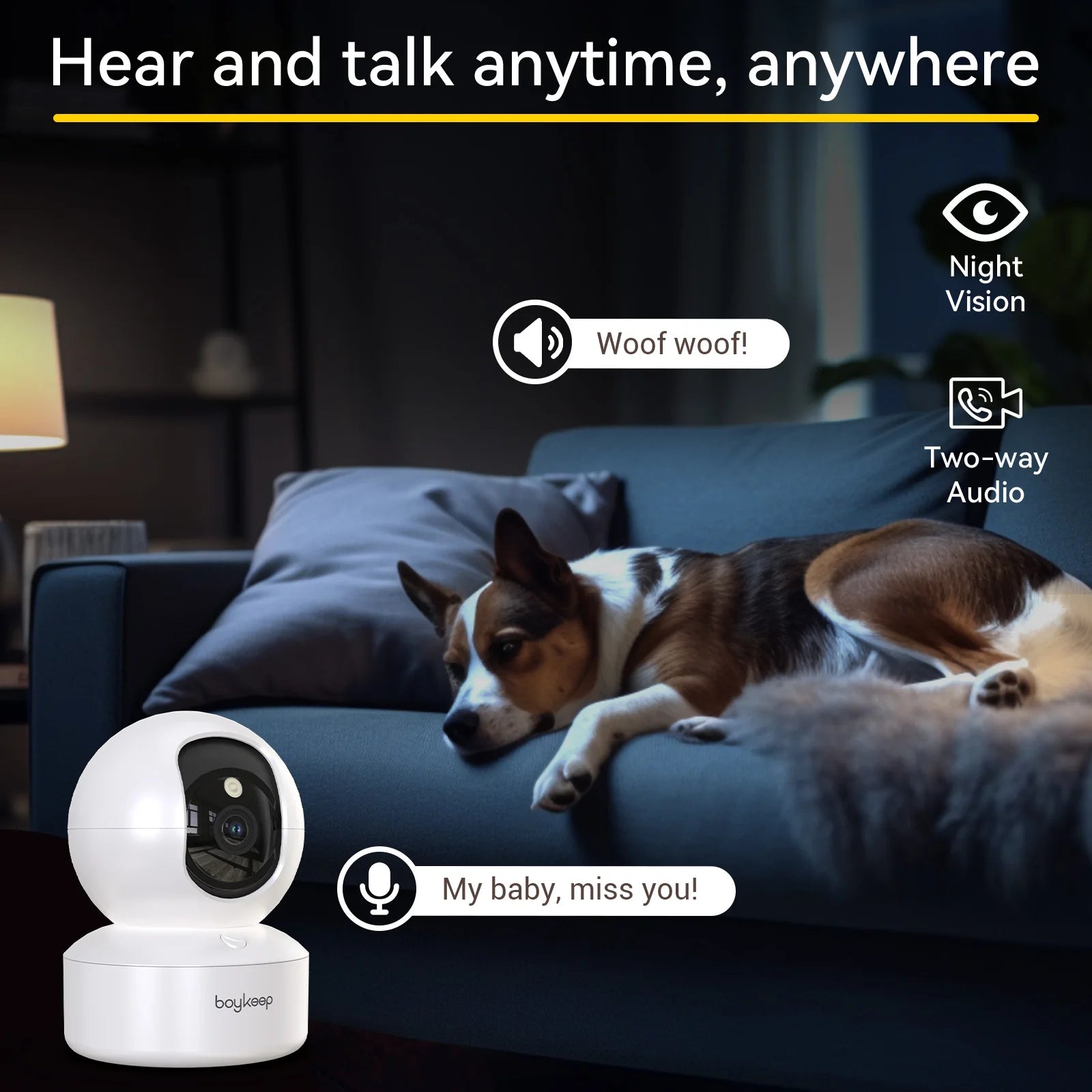 BoyKeep 3MP 5G/2.4GHz WiFi Indoor Home Security IP Smart Baby Monitor Camera Automatic Tracking 24/7 Video Surveillance Camera
