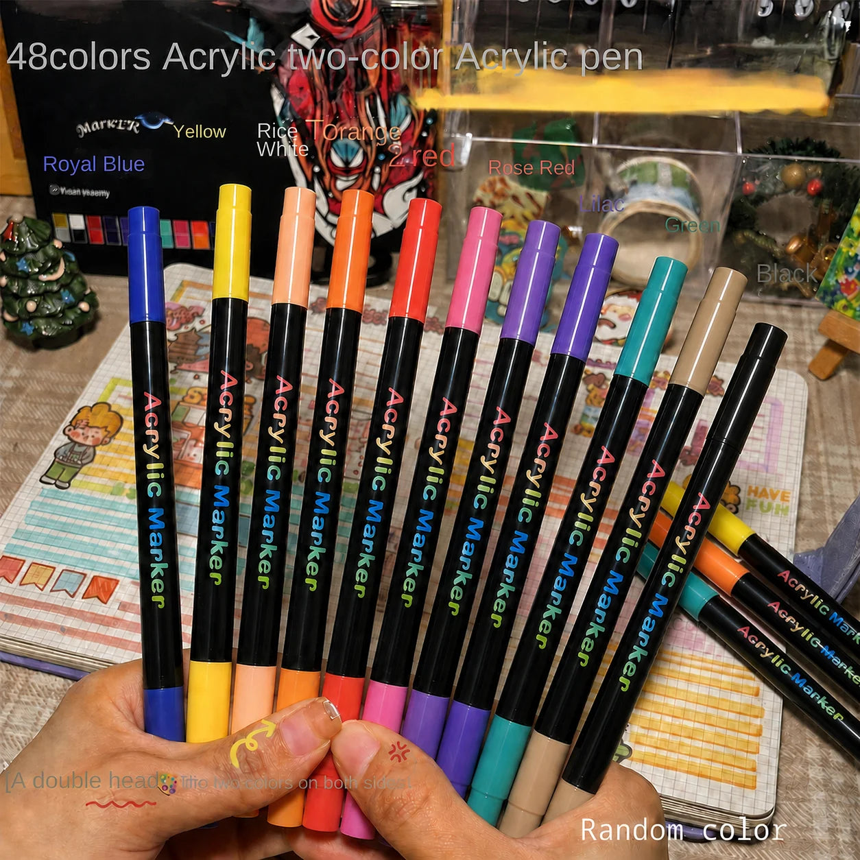 48-Color Dual-Tip Acrylic Paint Marker Set