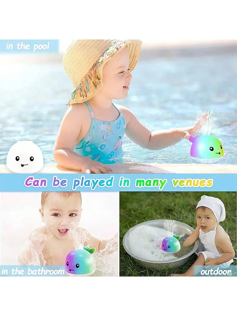 Light-Up Whale Pool Toy Sprinkler for Toddlers - Color Changing Floating Water Fountain Pool Toy for Babies & Kids Ages 1–3