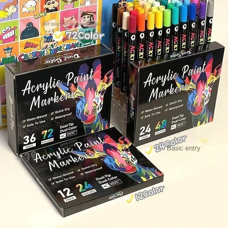 48-Color Dual-Tip Acrylic Paint Marker Set