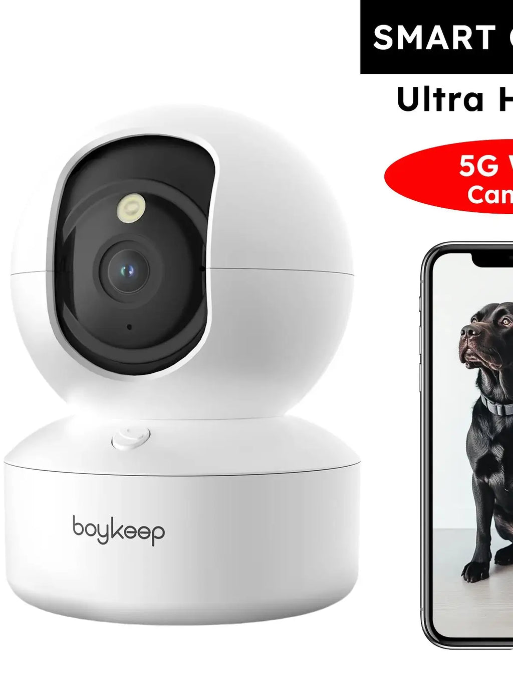 BoyKeep 3MP 5G/2.4GHz WiFi Indoor Home Security IP Smart Baby Monitor Camera Automatic Tracking 24/7 Video Surveillance Camera